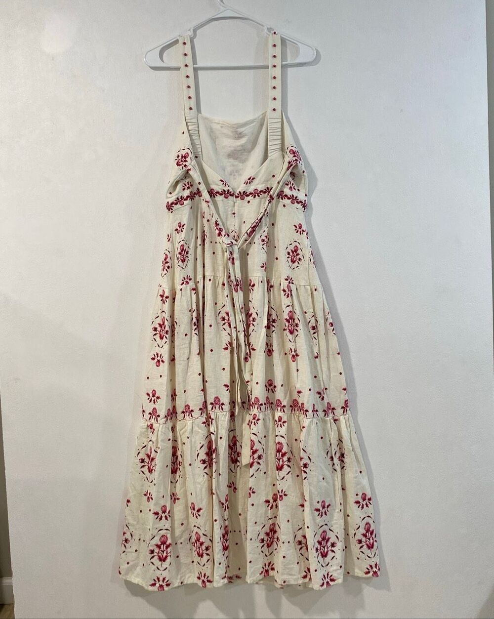 Christian Lacroix Embroidered Floral Midi Dress Cream Red Cotton Size M - Picture 3 of 8
